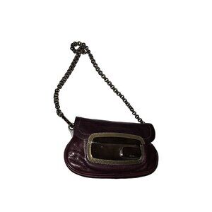 Prada Purple Lambskin Leather Shoulder Bag Mirror Chain Bag w Chain Strap